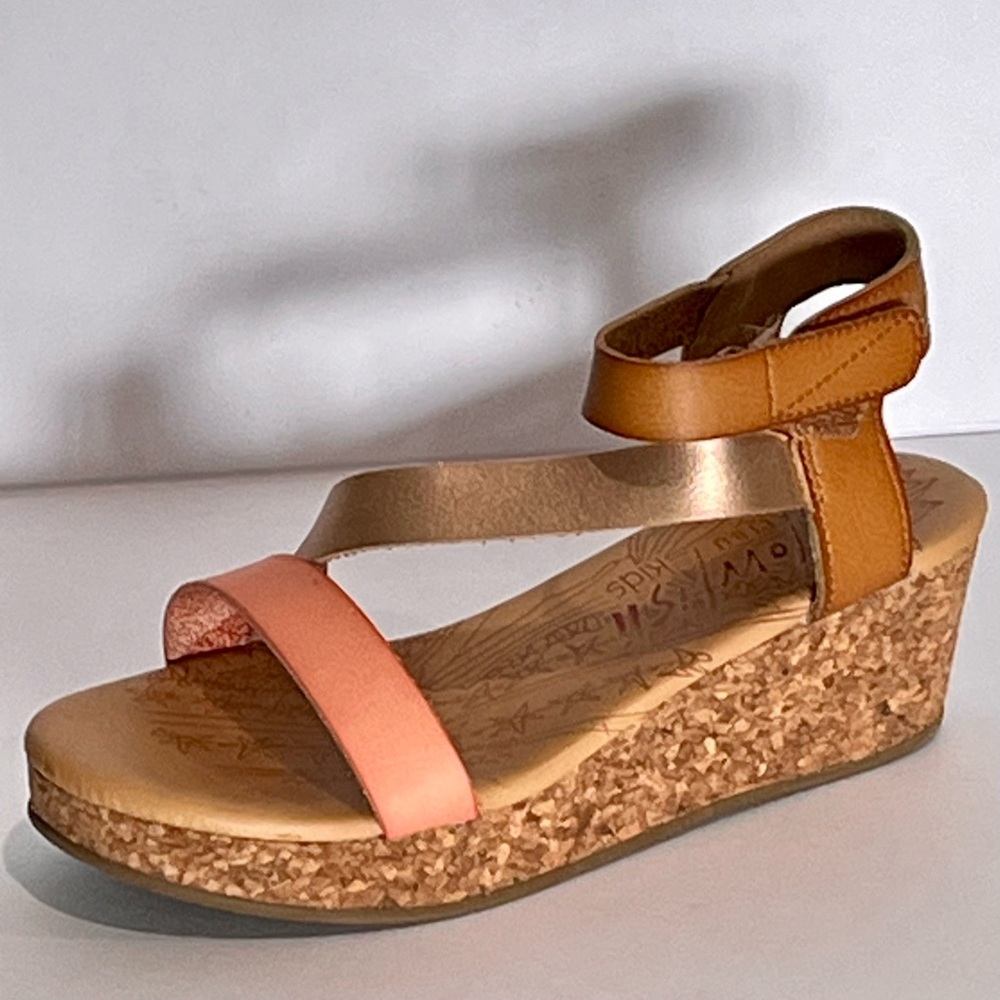 Blowfish Malibu Kids Loverli-K 4 | Tan/Pearl Gold/Leather | Boho Summer | EUC